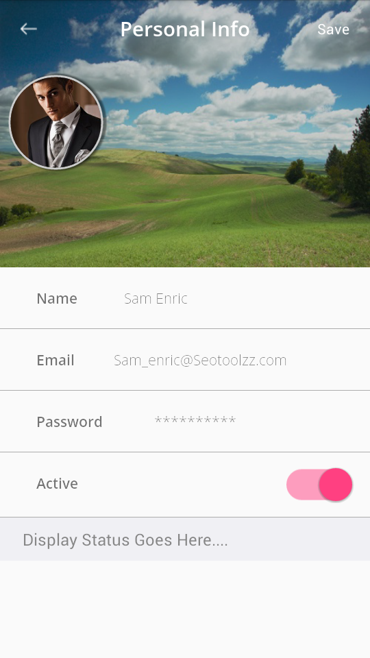 personal profile app design template android