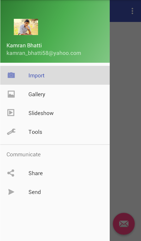 free android navigation drawer app design template